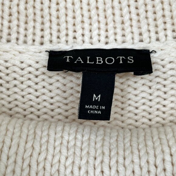 Talbots Chunky Nordic Cowl Turtleneck Tunic Sweater Size M Fair Isle Winter Cozy - Picture 6 of 8